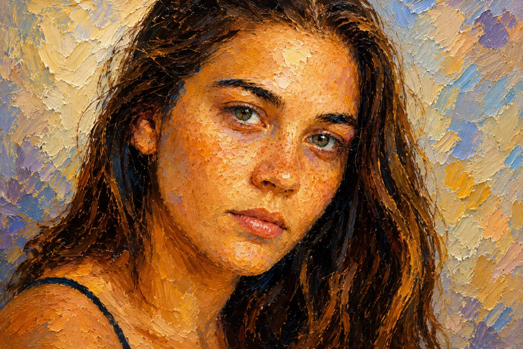 AI result — the portrait repainted in the painting's style